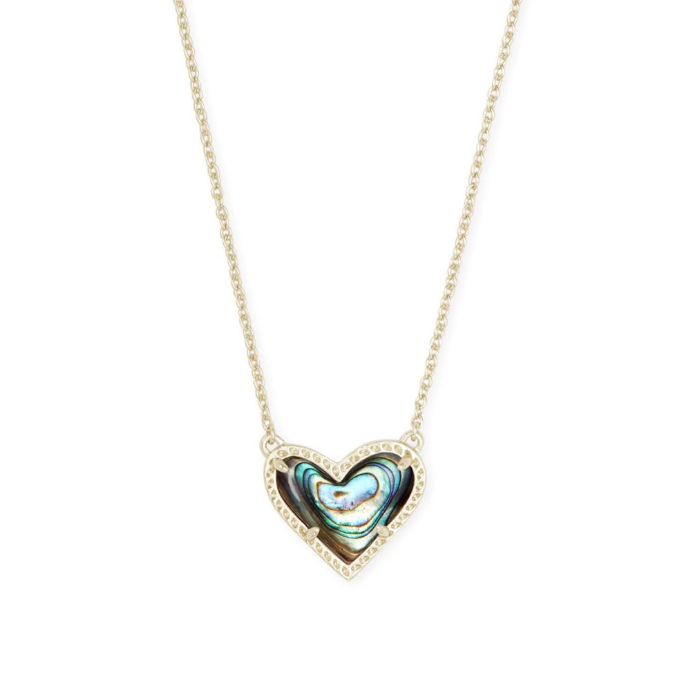 Kendra Scott Ari Heart Gold Pendant Necklace in Abalone Shell